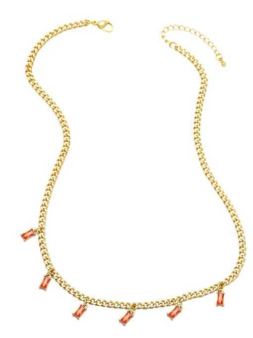 Brass Cubic Zirconia Geometric Vintage Necklace