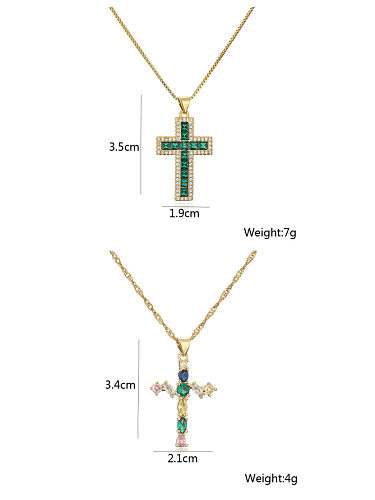 Ethnische Halskette mit Zirkonia-Kreuz aus Messing