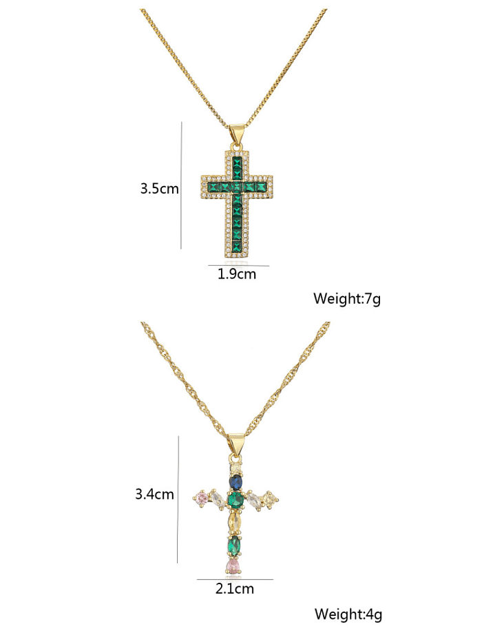 Ethnische Halskette mit Zirkonia-Kreuz aus Messing