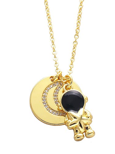 Brass Cubic Zirconia Geometric Vintage Necklace