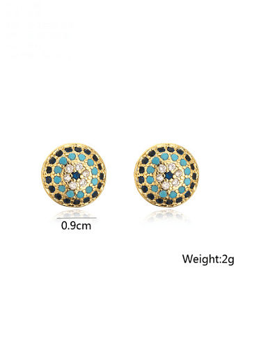 Brass Cubic Zirconia Geometric Vintage Stud Earring