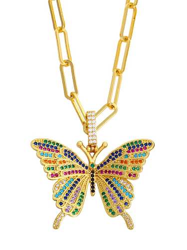 Ethnische Halskette mit Zirkonia-Schmetterling aus Messing