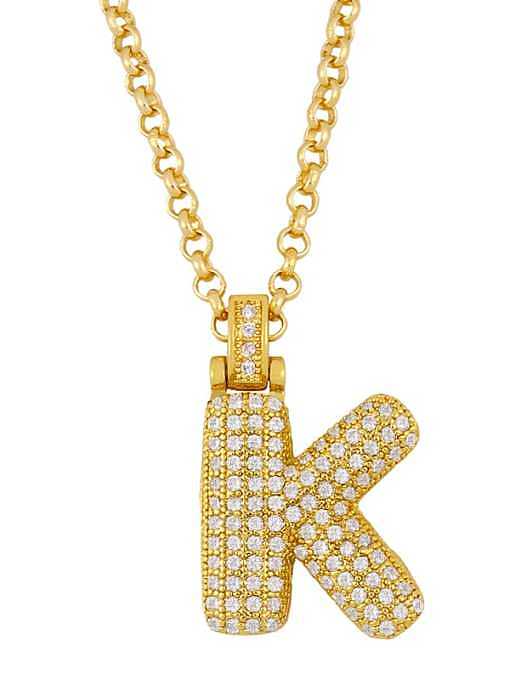 Brass Cubic Zirconia Letter Ethnic Necklace