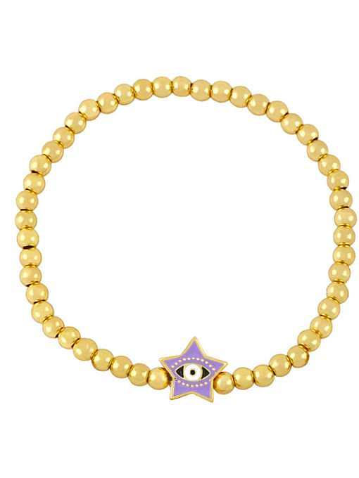 Brass Enamel Evil Eye Vintage Five-pointed star Beaded Bracelet