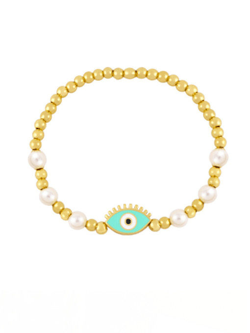 Bracelet en perles d'imitation en laiton avec tissage de perles vintage