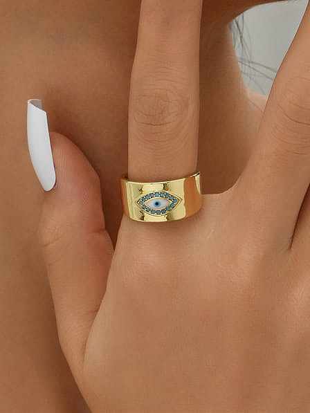 Brass Cubic Zirconia Evil Eye Vintage Band Ring