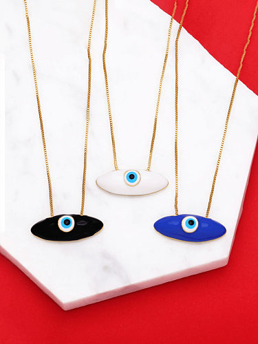 Messing Emaille Evil Eye minimalistische Halskette