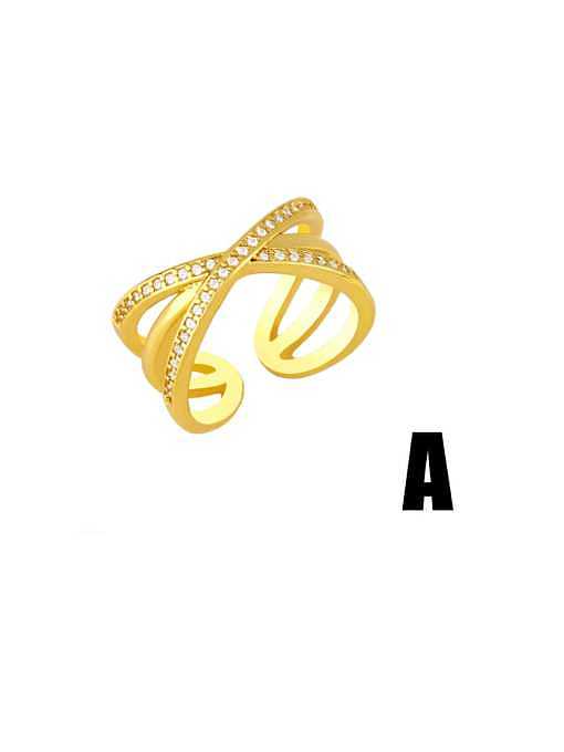 Brass Cubic Zirconia Geometric Vintage Stackable Ring