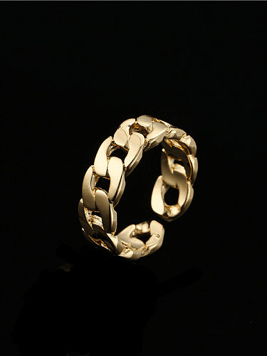 Brass Holllow Geometric Minimalist Band Ring