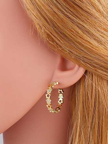 Brass Rhinestone Geometric Minimalist Hoop Earring