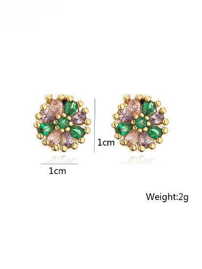 Brass Cubic Zirconia Butterfly Cute Stud Earring