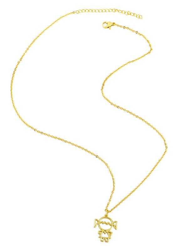 Brass Cute Hollow Angel Pendant Necklace