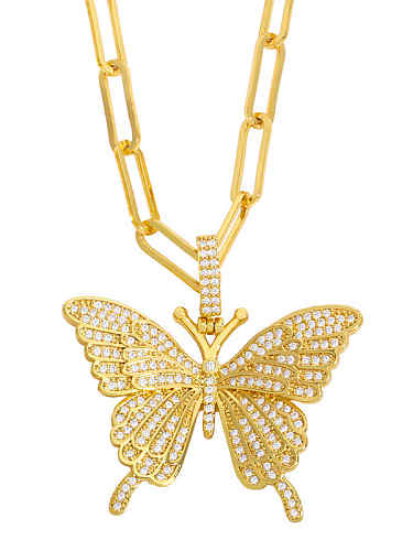 Brass Cubic Zirconia Butterfly Ethnic Necklace