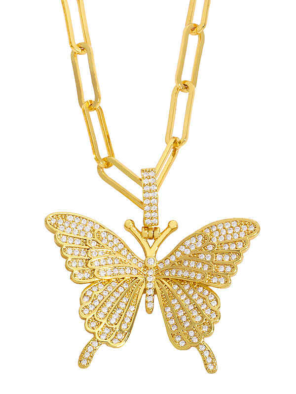 Brass Cubic Zirconia Butterfly Ethnic Necklace