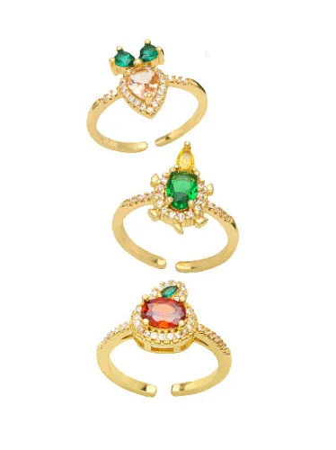 Brass Cubic Zirconia Friut Vintage Band Ring
