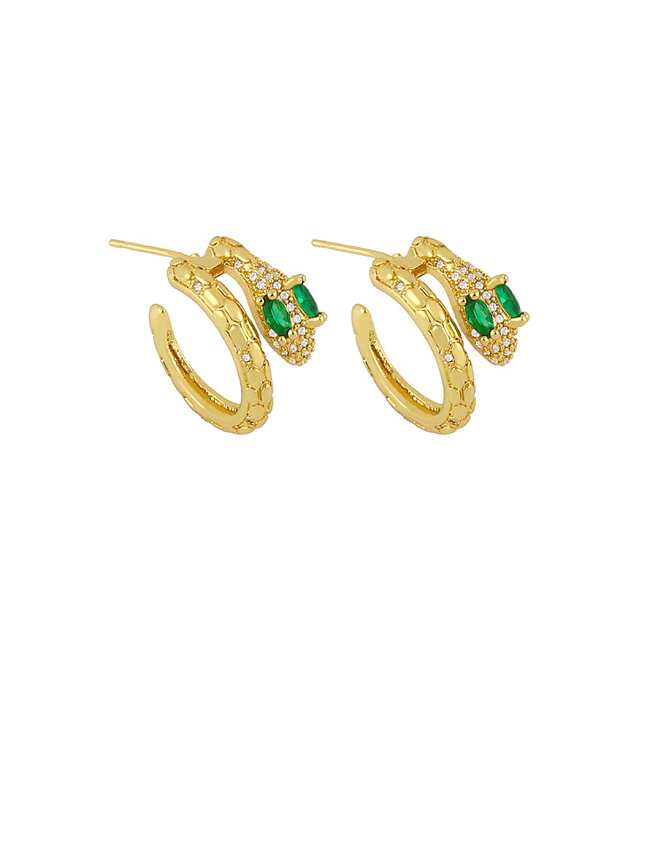Brass Cubic Zirconia Snake Vintage Stud Earring