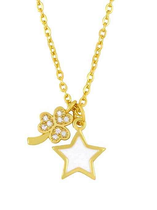 Brass Cubic Zirconia Star Vintage Necklace