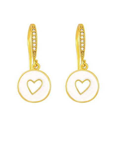 Brass Enamel Heart Vintage Huggie Earring