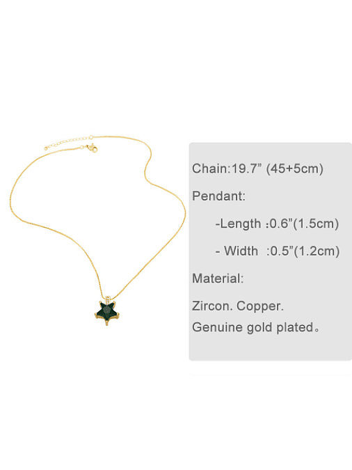 Brass Cubic Zirconia Pentagram Minimalist Necklace