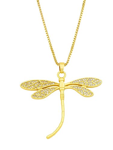 Brass Cubic Zirconia Dragonfly Hip Hop Necklace
