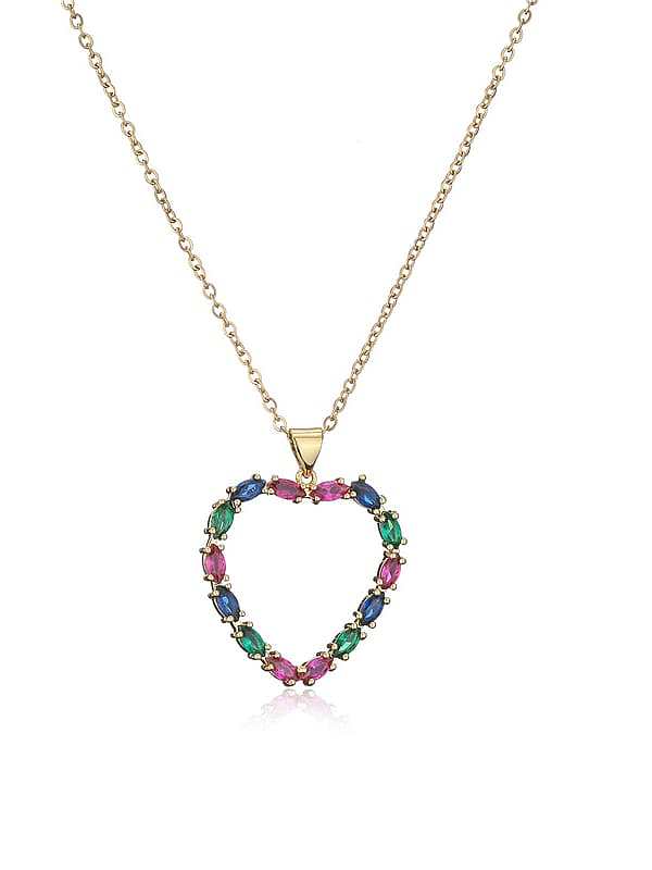 Brass Cubic Zirconia Heart Minimalist Necklace