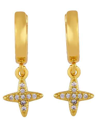 Brass Cubic Zirconia Cross Vintage Huggie Earring