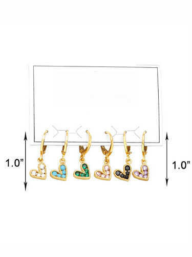 Brass Cubic Zirconia Heart Cute Huggie Earring