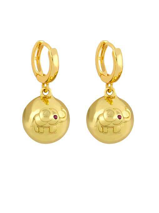 Brass Cubic Zirconia Ball Vintage Huggie Earring