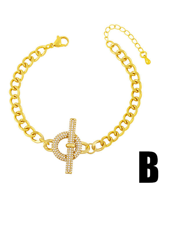 Brass Cubic Zirconia Geometric Hip Hop Link Bracelet