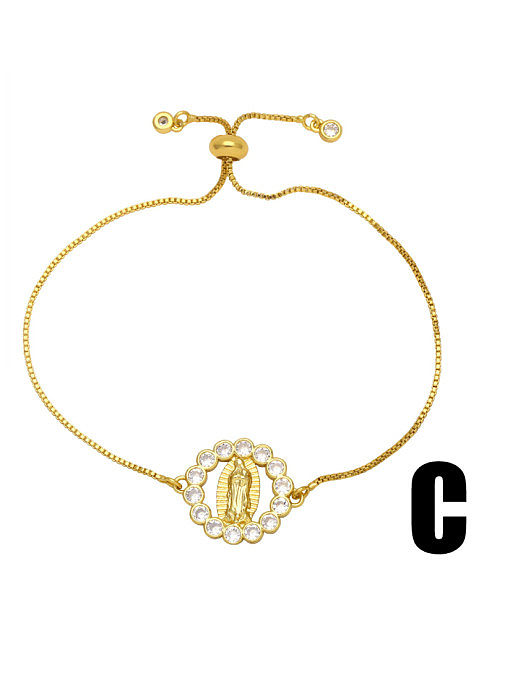 Brass Cubic Zirconia Cross Vintage Beaded Bracelet
