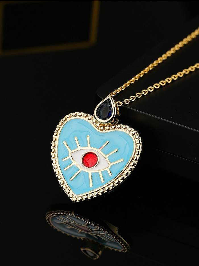 Brass Rhinestone Enamel Minimalist Heart Pendant Necklace