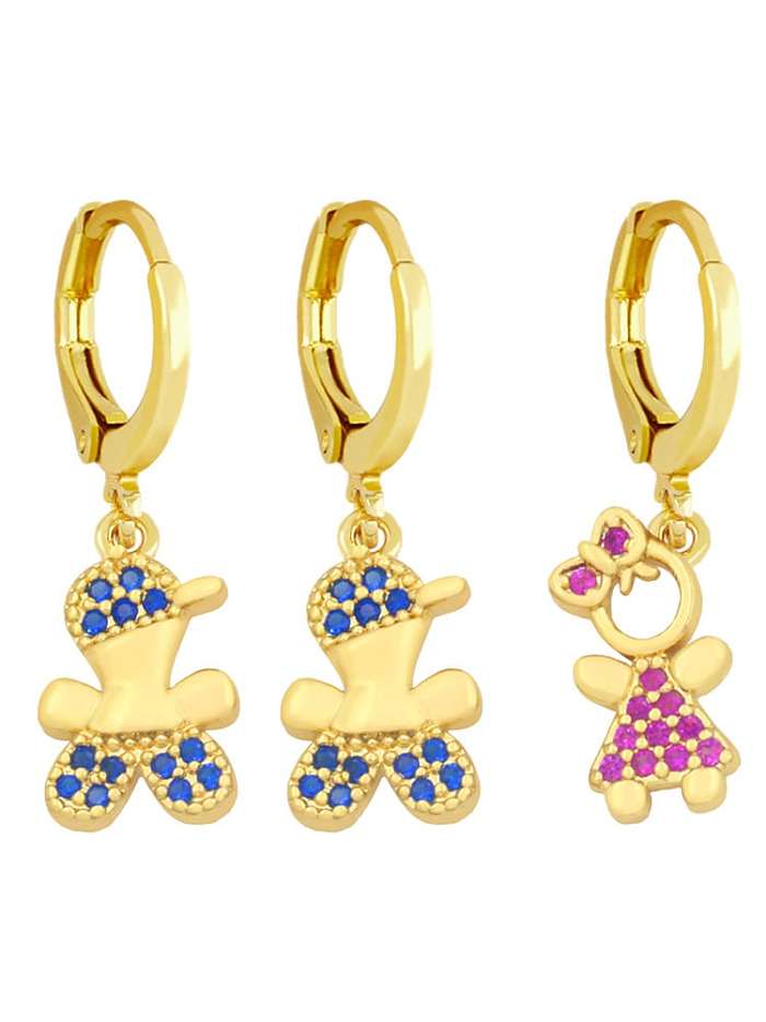 Brass Cubic Zirconia Icon Vintage Huggie Earring