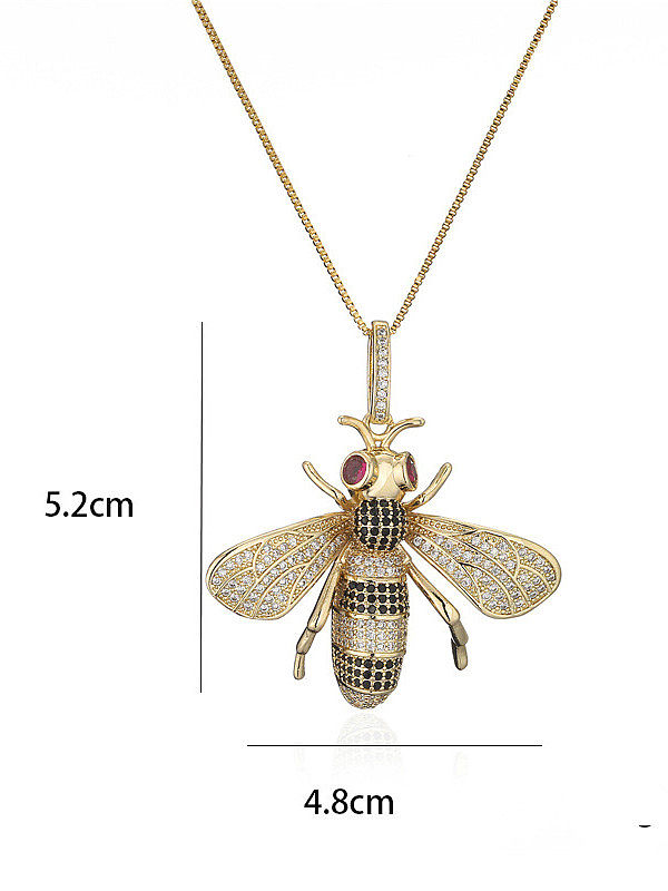 Brass Cubic Zirconia Bee Vintage Necklace