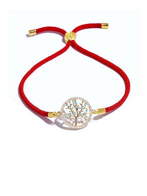 Brass Cubic Zirconia Tree Vintage Adjustable Bracelet