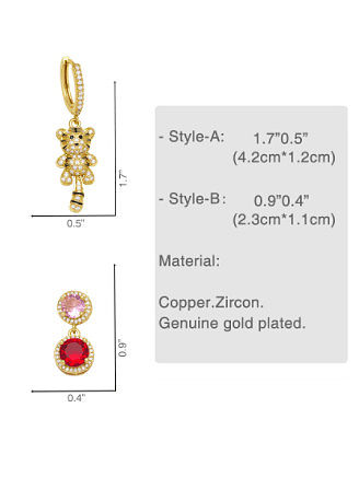 Brass Cubic Zirconia Zodiac Vintage Huggie Earring