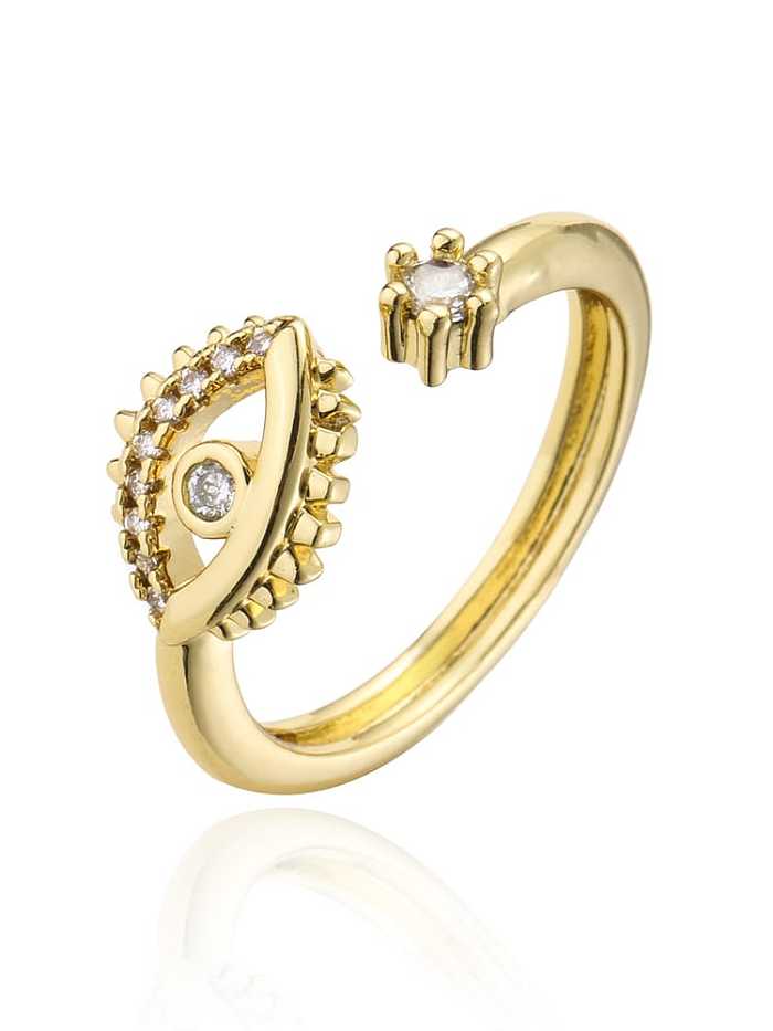 Brass Cubic Zirconia Evil Eye Vintage Band Ring