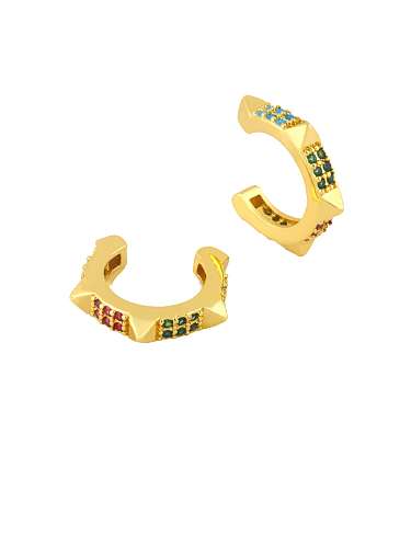 Brass Cubic Zirconia Geometric Minimalist Cip Cluster Earring