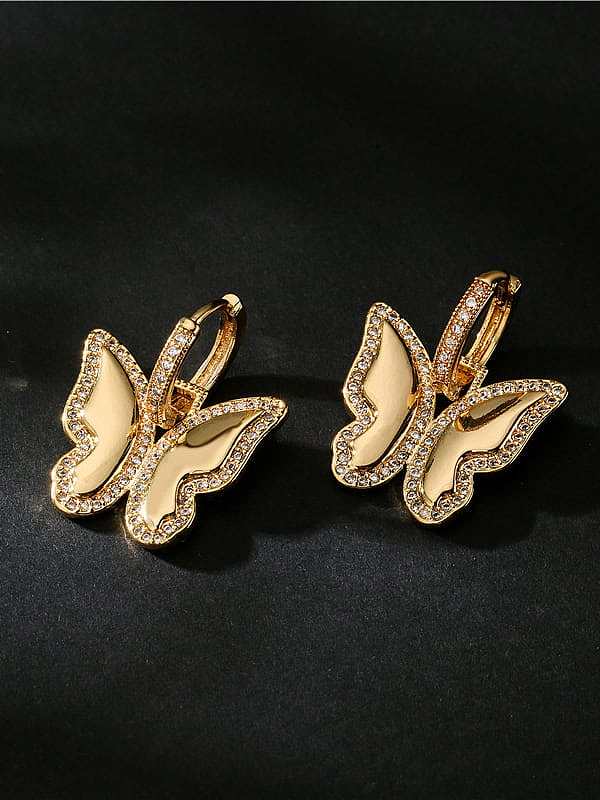 Brass Cubic Zirconia Star Cute Huggie Earring