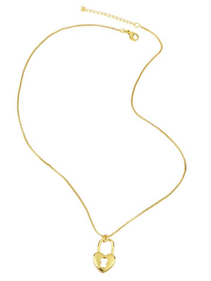 Brass Rhinestone Heart Minimalist Necklace