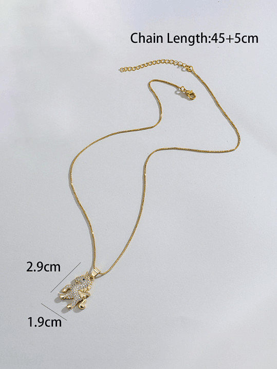 Brass Cubic Zirconia Vintage Horse Pendnat Necklace