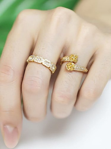 Brass Cubic Zirconia Rosary Vintage Band Ring
