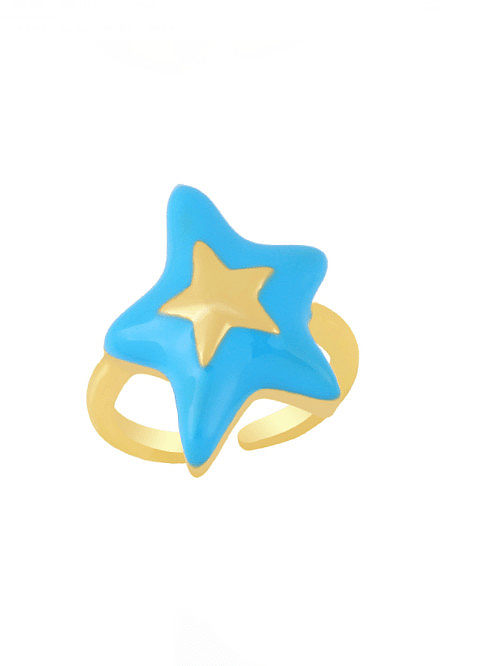 Brass Enamel Star de cinco pontasTrend Band Ring