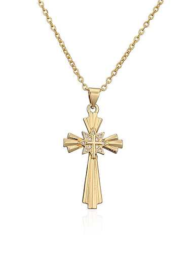 Messing Zirkonia Kreuz Vintage religiös Halskette