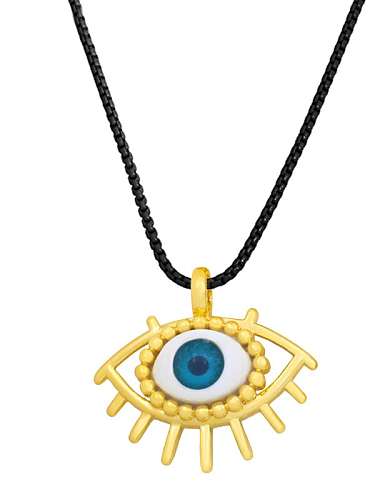 Brass Enamel Evil Eye Vintage Necklace