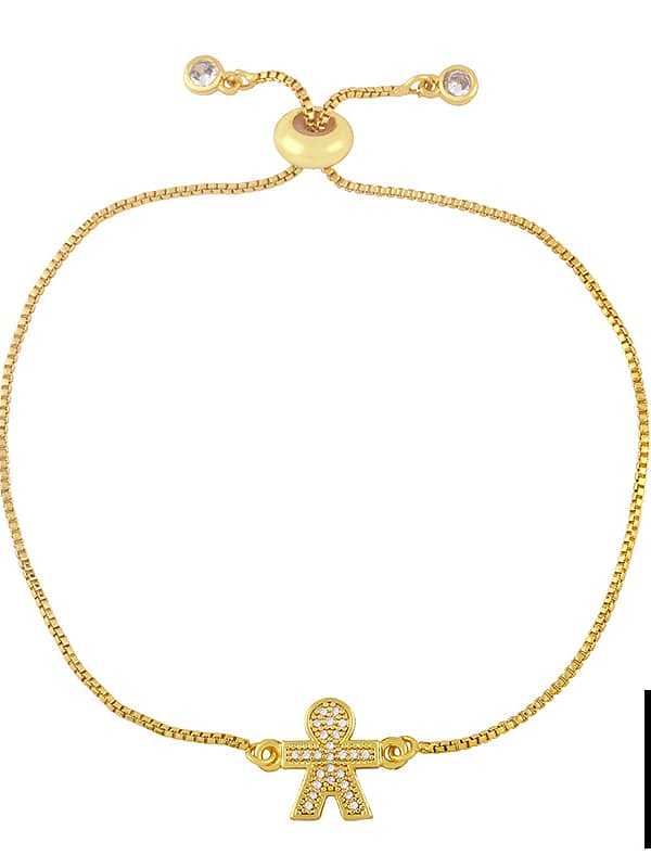 Brass Cubic Zirconia Crown Vintage Adjustable Bracelet