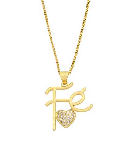 Brass Cubic Zirconia Letter Vintage Necklace