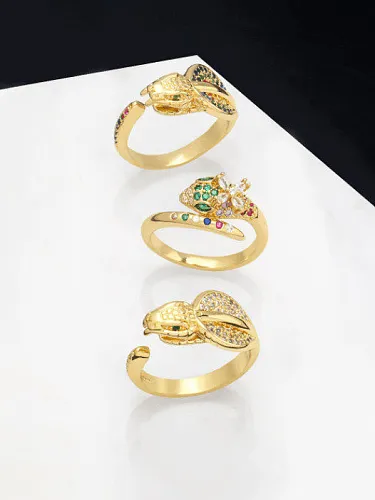 Brass Cubic Zirconia Snake Vintage Band Ring