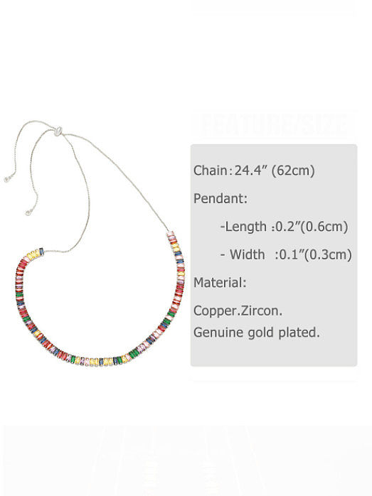 Collar minimalista geométrico de varios colores con circonitas cúbicas de latón