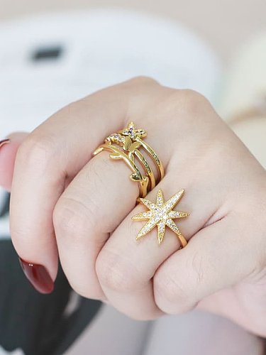 Brass Cubic Zirconia Rainbow Vintage Stackable Ring