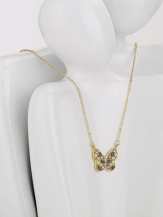 Minimalistische Halskette mit Zirkonia-Schmetterling aus Messing